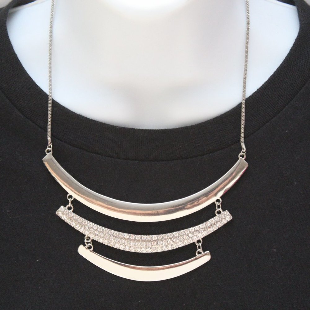 GUESS Women's Silver-Tone Bib Statement Necklace